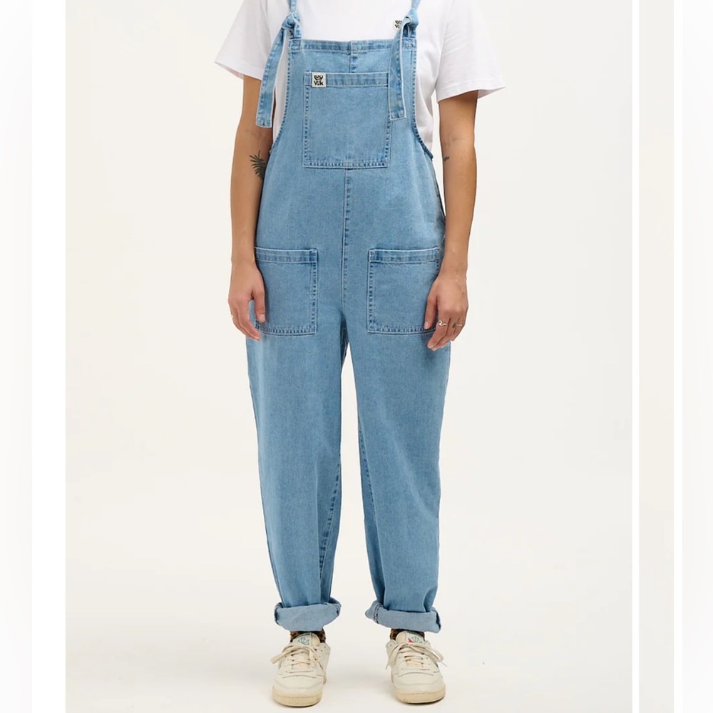 Lucy & Yak Dungaree: Light Wash Blue Denim